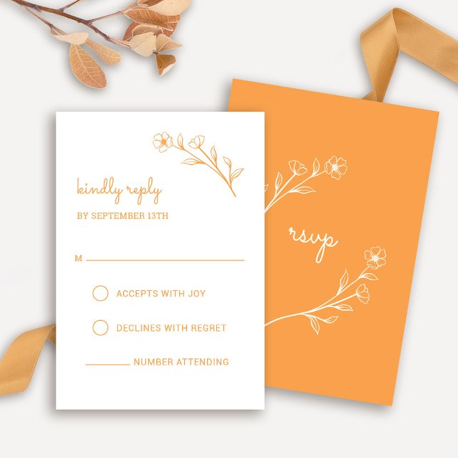 Wildblume-RSVP-Karte in Sunset Orange RSVP Karte (Wildflower RSVP Card in Sunset Orange)