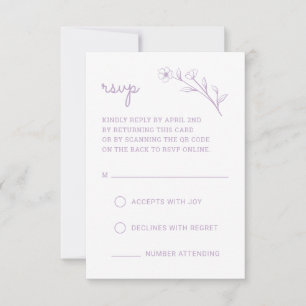 Wildblume-RSVP-Karte mit QR-Code in Lilac RSVP Karte