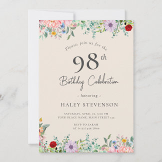 Wildblume Rustic Boho 97. Geburtstag Einfache Beig Einladung