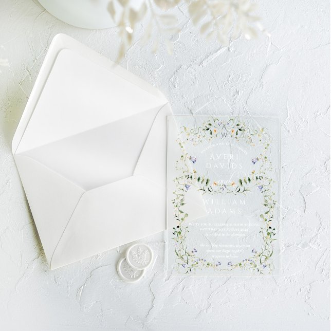 Wildblume Rustic Boho Floral Wedding Acryleinladungen (Von Creator hochgeladen)