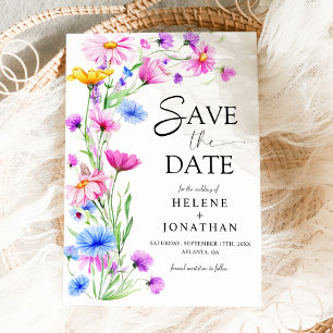 Wildblume Rustic Boho Wasserfarben Elegante Hochze Save The Date