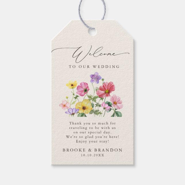 Wildblume Rustic Chic Floral Boho Country Wedding Geschenkanhänger (Vorderseite)