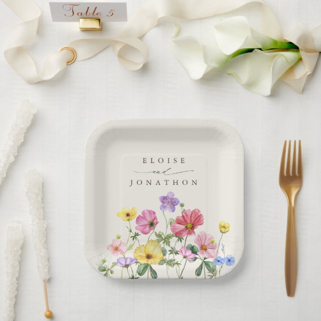 Wildblume Rustic Chic Floral Boho Country Wedding Pappteller (Hochzeit)