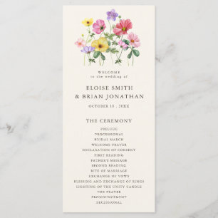 Wildblume Rustic Chic Floral Boho Country Wedding Programm