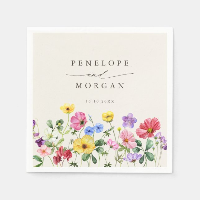 Wildblume Rustic Chic Floral Boho Country Wedding Serviette (Vorderseite)