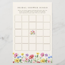 Wildblume Rustic Chic Floral Brautparty Bingo