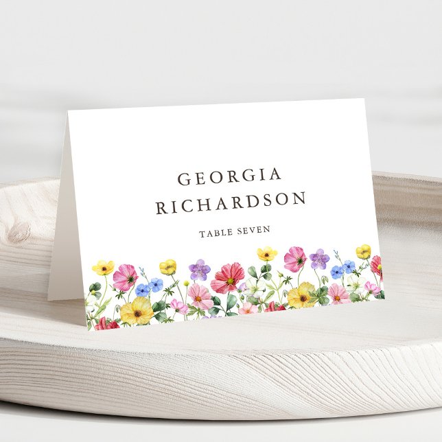 Wildblume Rustic Chic Wedding Boho Platzkarte Tischnummer (Wildflower Rustic Chic Floral Boho Country Wedding guest name place card)