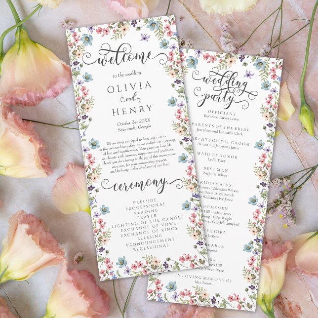 Wildblume Rustic Floral Wedding Programm (Von Creator hochgeladen)