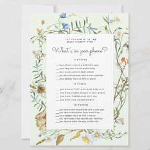 Wildblume rustikale Babydusche Spielkarte