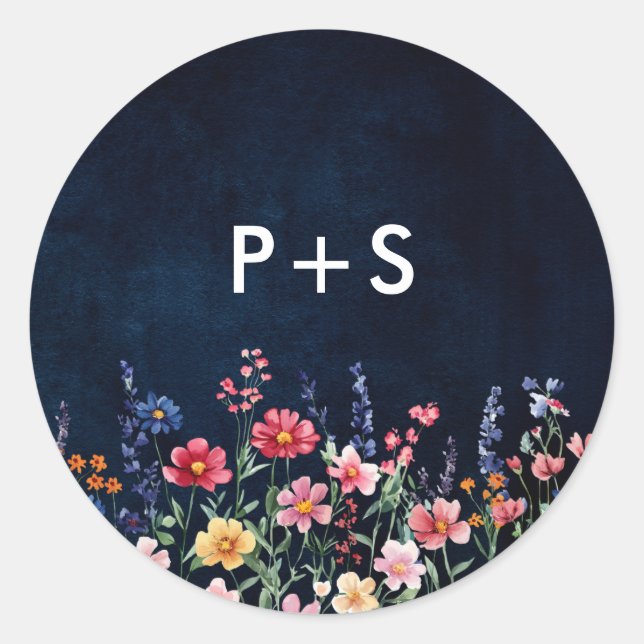 Wildblume Rustikale Hochzeit der Boho-Seestreitkrä Runder Aufkleber (Vorderseite)