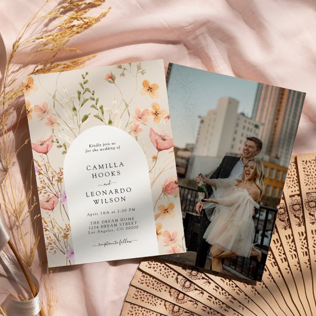 Wildblume Rustikale Wildblume Hochzeit Foto Einladung (Von Creator hochgeladen)