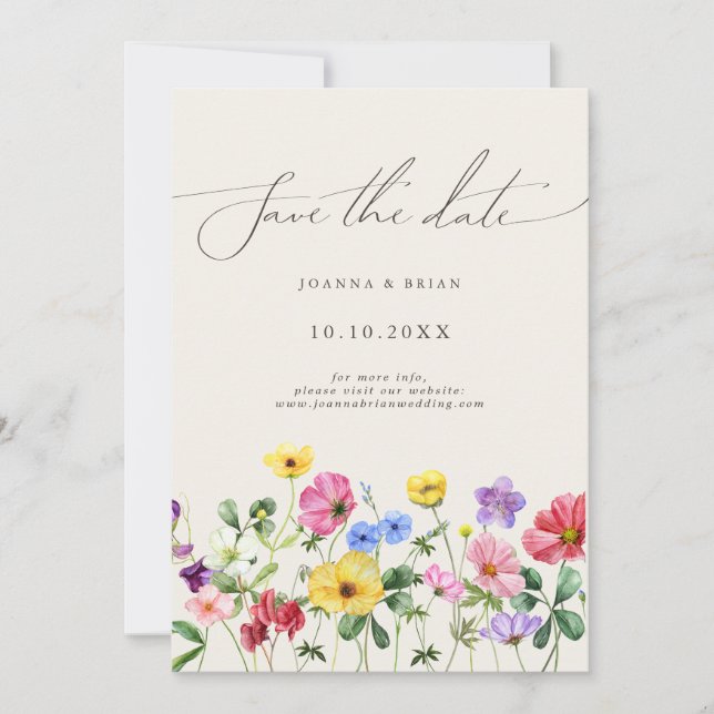 Wildblume Rustikaler Chic Floral Boho Save the Dat Date (Vorderseite)