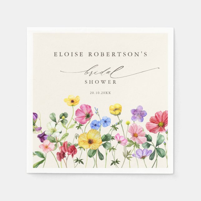 Wildblume Rustikales Brautparty Serviette (Vorderseite)