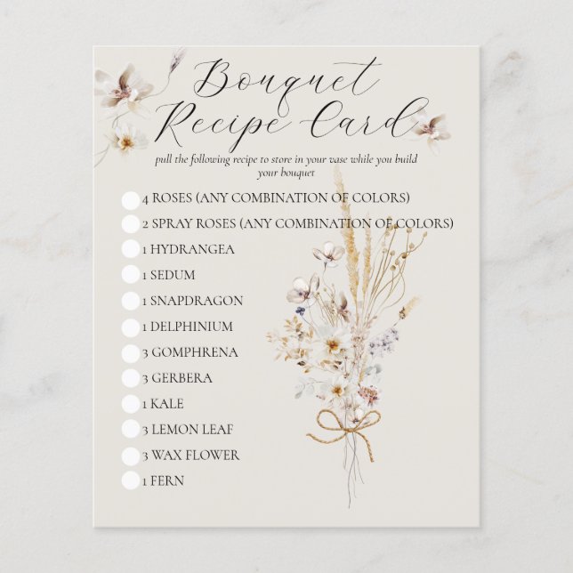 Wildblume Rustikales Elegantes Brautparty Spiel (Vorderseite)