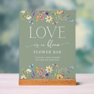 Wildblume Sage Brautparty Blume Bar Signierung Acrylschild