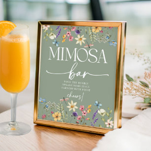 Wildblume Sage Brautparty Mimosa Bar Signa Poster