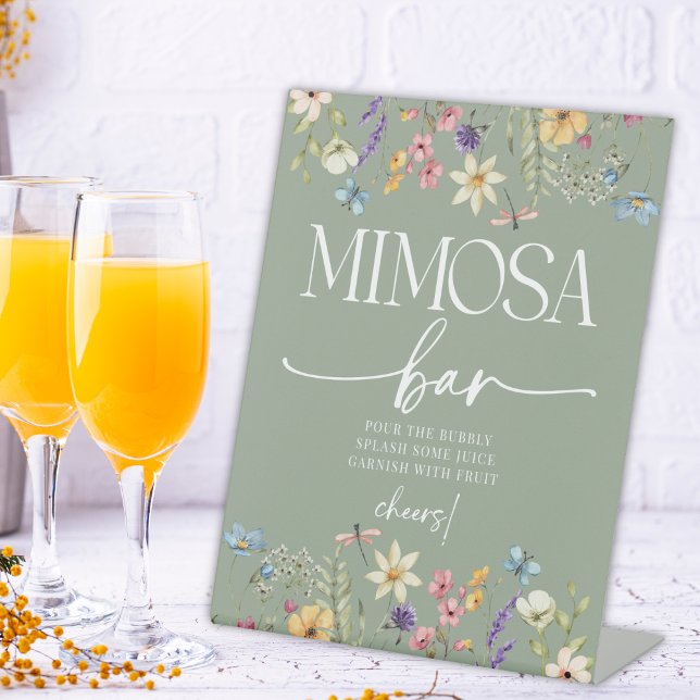 Wildblume Sage Brautparty Mimosa Bar Signa Sockelschild (Von Creator hochgeladen)