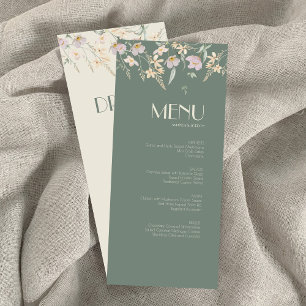 Wildblume Sage Deko Hochzeitsessen und Getränkemen Menükarte