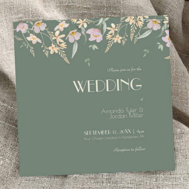 Wildblume Sage Deko Square Wedding Einladung (Von Creator hochgeladen)