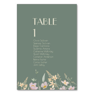 Wildblume Sage Deko Tischnummer mit Gästen