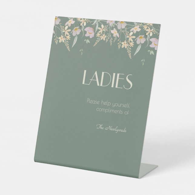 Wildblume Sage Deko Wedding Ladys Badezimmer Sockelschild (Vorderseite)