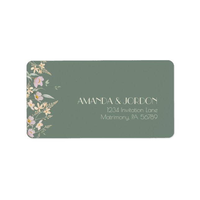 Wildblume Sage Deko Wedding RSVP Adressenaufkleber Adressaufkleber (Vorne)