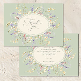 Wildblume Sage Green Baby Dusche Danke Karte