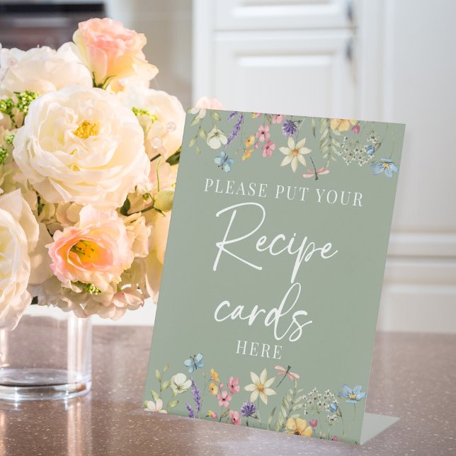 Wildblume Sage Green Brautparty Rezept-Zeichen Sockelschild (Von Creator hochgeladen)