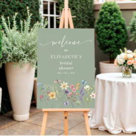 Wildblume Sage Green Brautparty Willkommenspender Poster