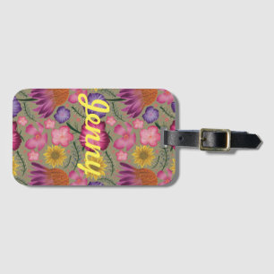 Wildblume Sage Green Floral Personalisiert Gepäckanhänger