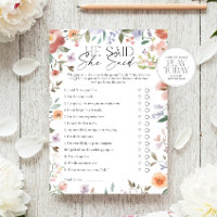 Wildblume sagte er, sie sagte Brautparty Game