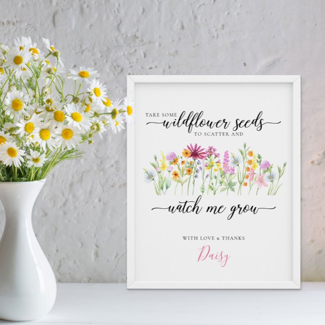 Wildblume Samen Sehen Sie mir zu, wie ich Baby-Dus Poster (Watch me Grow floral baby shower sign - Wildflower Meadow Collection - order printed or digital file)