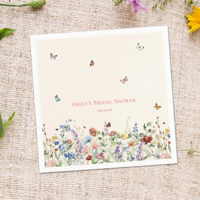 Wildblume & Schmetterlinge Brautparty Napkins Serviette (Von Creator hochgeladen)