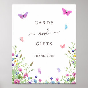 Wildblume Schmetterlingsgeschenke und Karten signi Poster