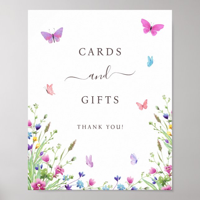 Wildblume Schmetterlingsgeschenke und Karten signi Poster (Vorne)