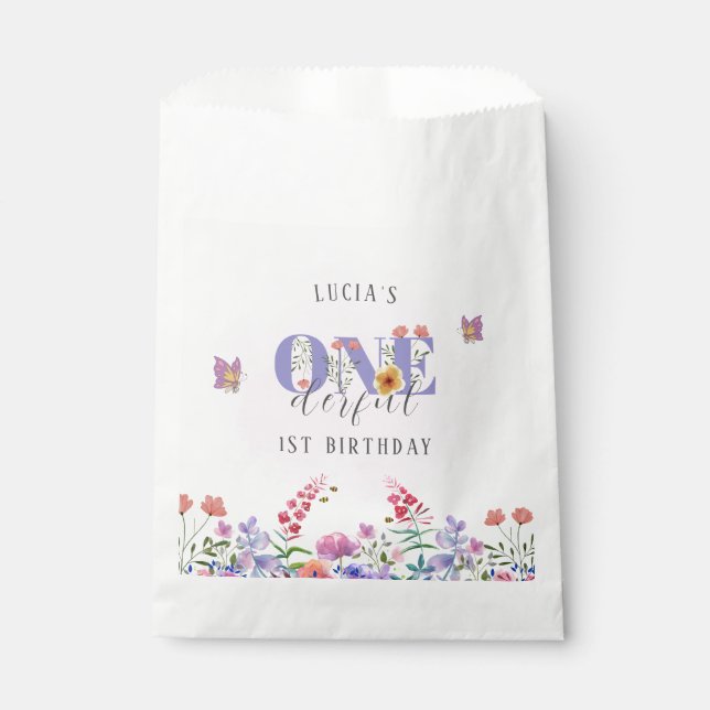 Wildblume schmetternder Schmetterling und Bienen Geschenktütchen (Vorderseite)