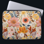 Wildblume Schönes Orange und rosa Monogramm Laptopschutzhülle<br><div class="desc">Ein wunderschönes, orangefarbenes, gelbes und rosa Imitat mit bestickter Blume, mit einem Spot, um ein Monogramm hinzuzufügen. Das sind schöne und zeitlose Accessoires!</div>