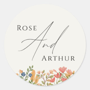 Wildblume Script Wedding Classic Round Sticker