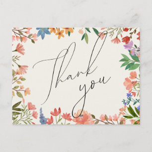 Wildblume Script Wedding Vielen Dank Postcard Postkarte