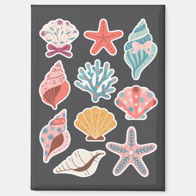 Wildblume Seashell Clam Summer Vibes Floral Beach Magnet (Vorderseite)