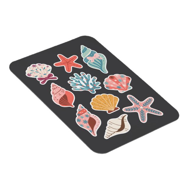 Wildblume Seashell Clam Summer Vibes Floral Beach Magnet (Rechte Seite)