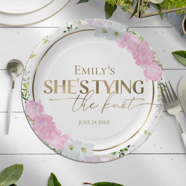 Wildblume Sie bindet das Brautparty am Knoten Pappteller (Von Creator hochgeladen)