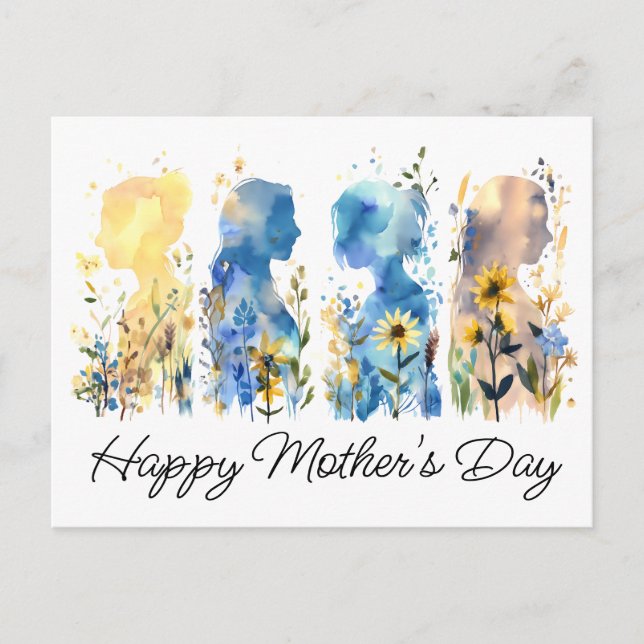 Wildblume Silhouette Muttertag Postkarte (Vorderseite)
