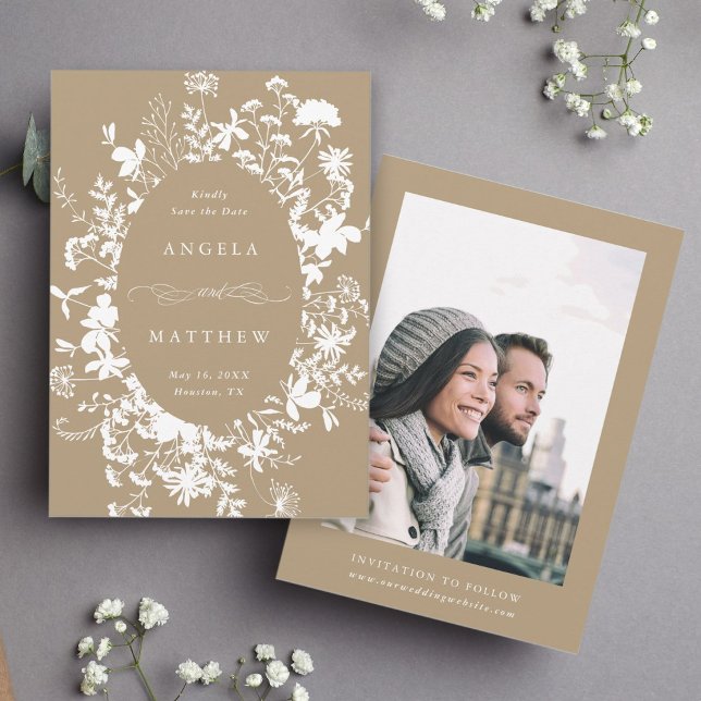 Wildblume Silhouette Wedding Tan Foto Save The Date (Von Creator hochgeladen)