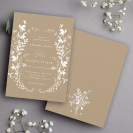 Wildblume Silhouette Wreath Wedding Tan Einladung