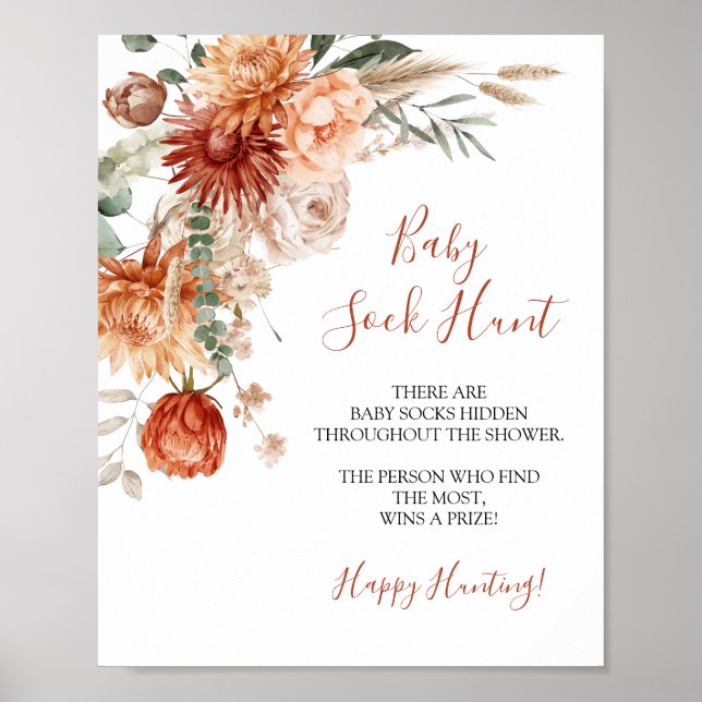 Wildblume sinkt in der Liebe Baby Shower Baby Sock Poster (Vorne)