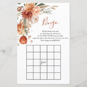 Wildblume sinkt in Liebe Babydusche Bingo