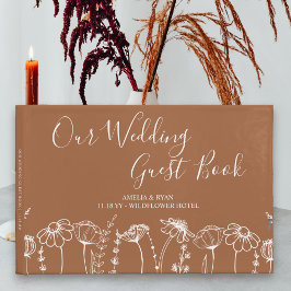 Wildblume Sketch Burnt Orange Wedding Gästebuch