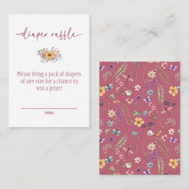 Wildblume Solid-Rose Kinderdusche Windeln Raffle Begleitkarte (Vorne/Hinten)