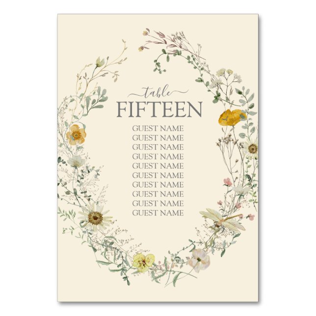 Wildblume Sommerherbst Tischnummer (Vorderseite)